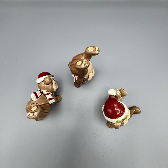 Vtg Fitz and Floyd Tumbling Christmas Bears Set of 3 Figurines Porcelain Korea - Picture 9 of 12